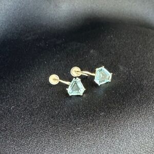 Anthropologie Gold Earrings with Aqua Stones